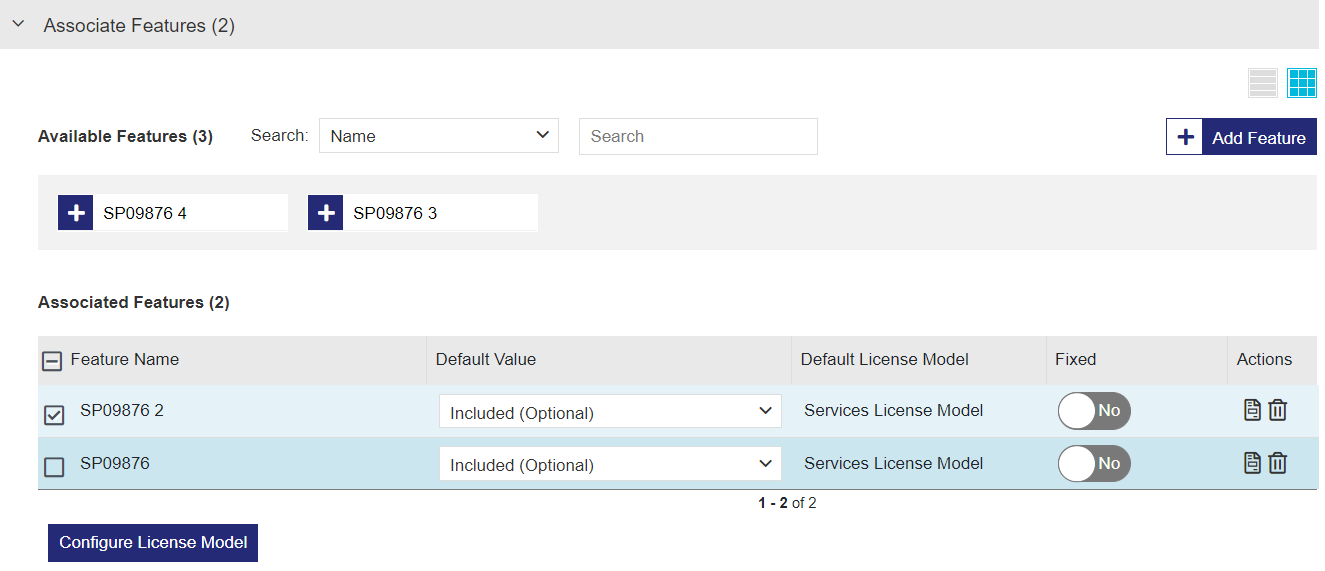 Associate Features pane